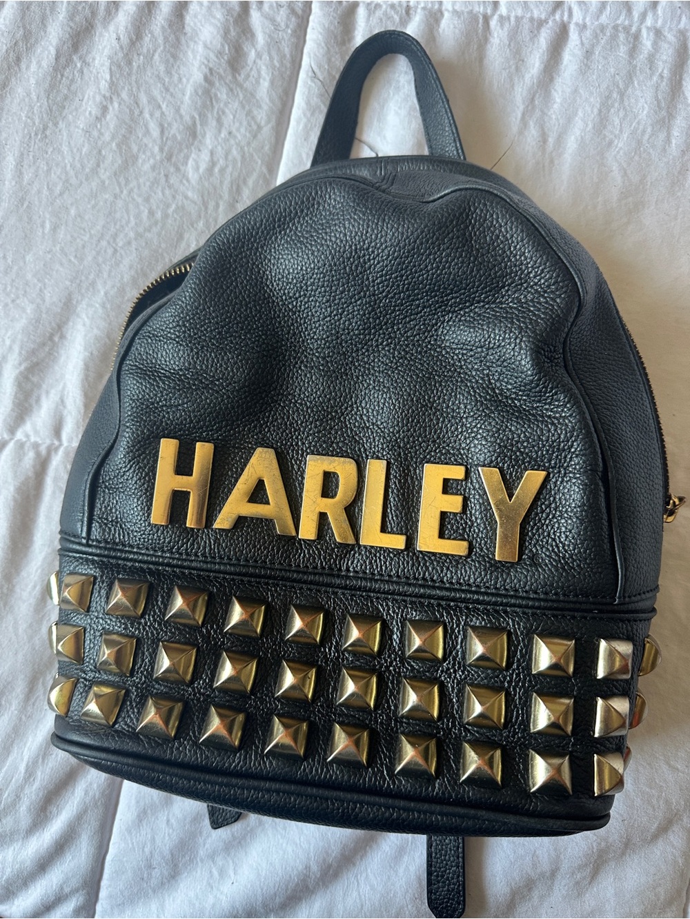 HARLEY Vintage Genuine Leather Studded Mini Backpack - Picture 6 of 7